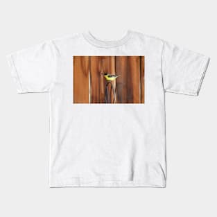 Gold Finch and Old Wooden Fence Kids T-Shirt